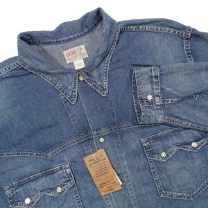 NWT RRL DOUBLE RL Mens XXL Indigo Dye Denim Western Sawtooth Trucker Jean Jacket